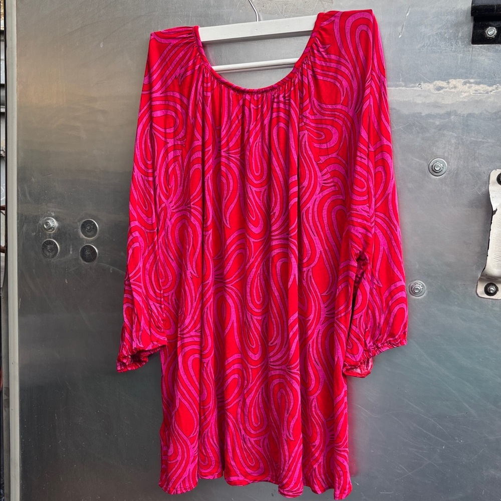 MICHAEL Michael Kors Red and Pink Blouse, 3/4 length sleeves size 3X - Picture 6 of 9